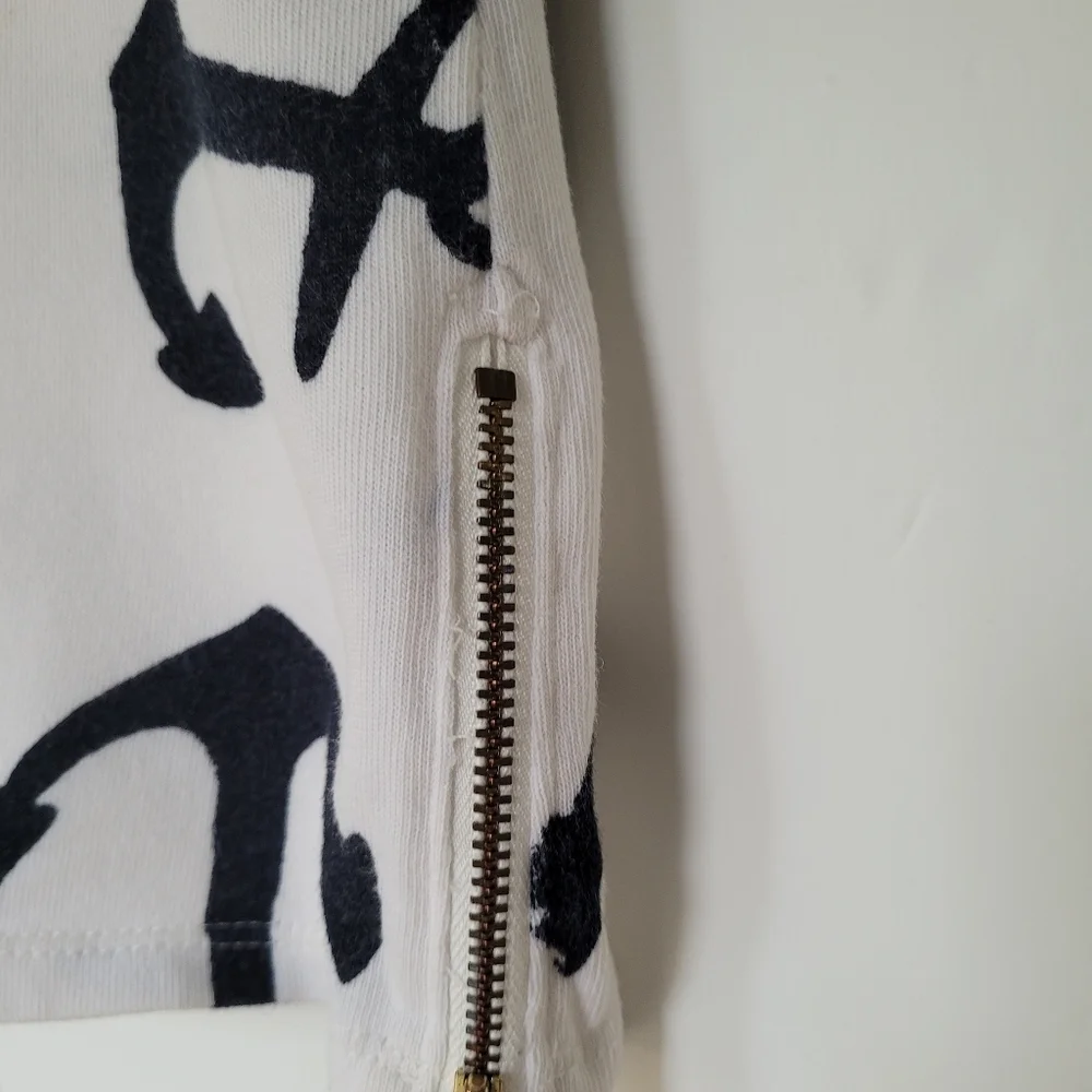 White Dress with Black Anchor Print